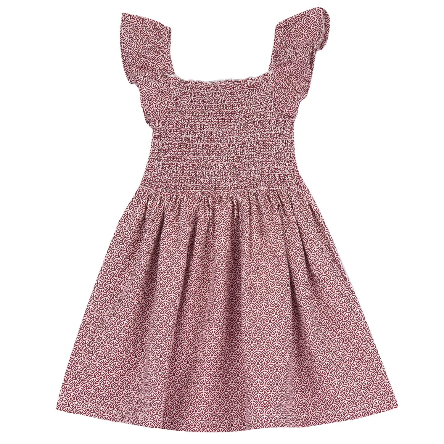 Girls White and Red Printed Dress