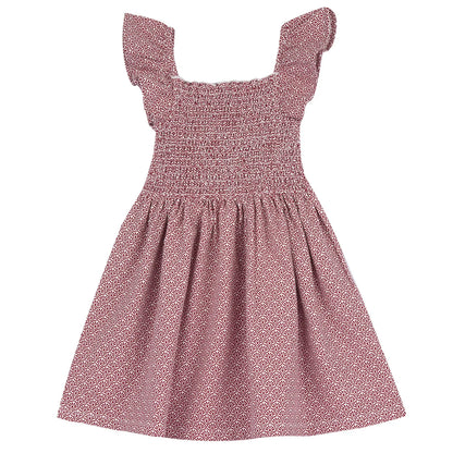Girls White and Red Printed Dress