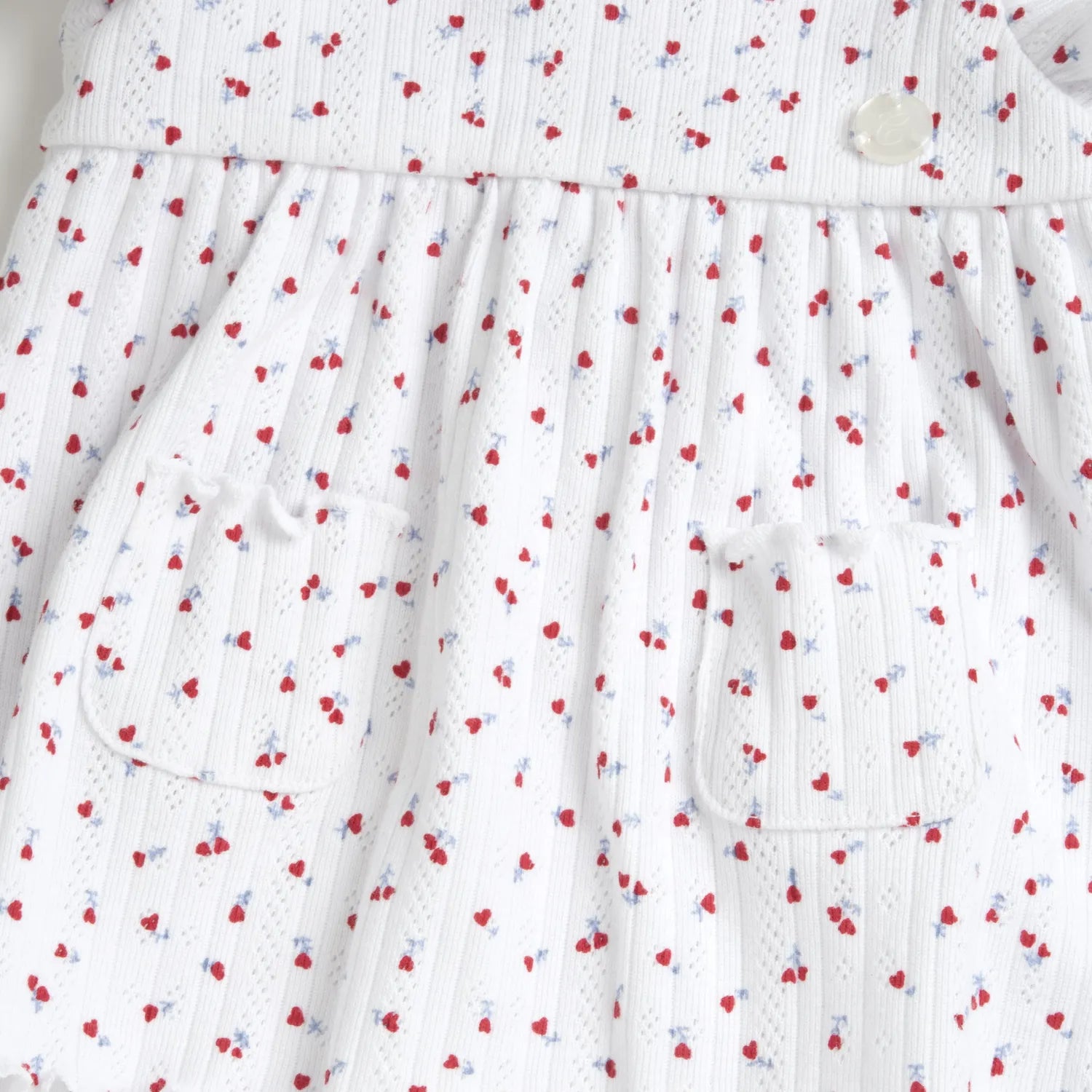 Girls White and Red Printed Dress with Panties