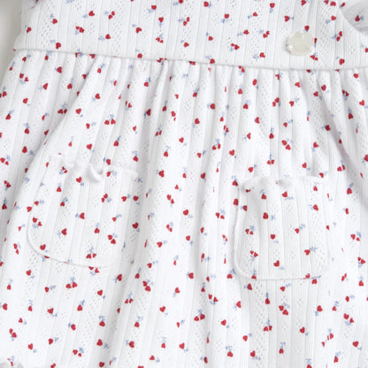 Girls White and Red Printed Dress with Panties