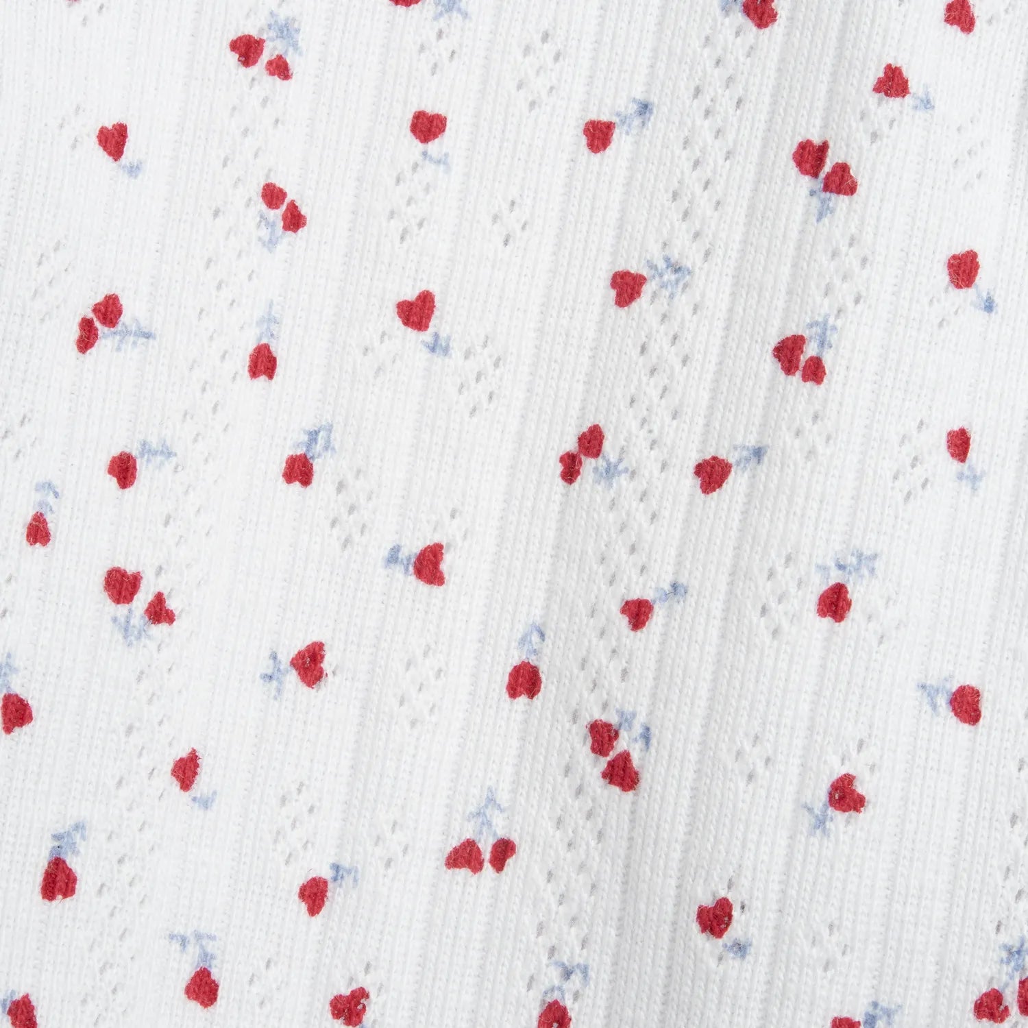 Girls White and Red Printed Leg Opening Babysuit