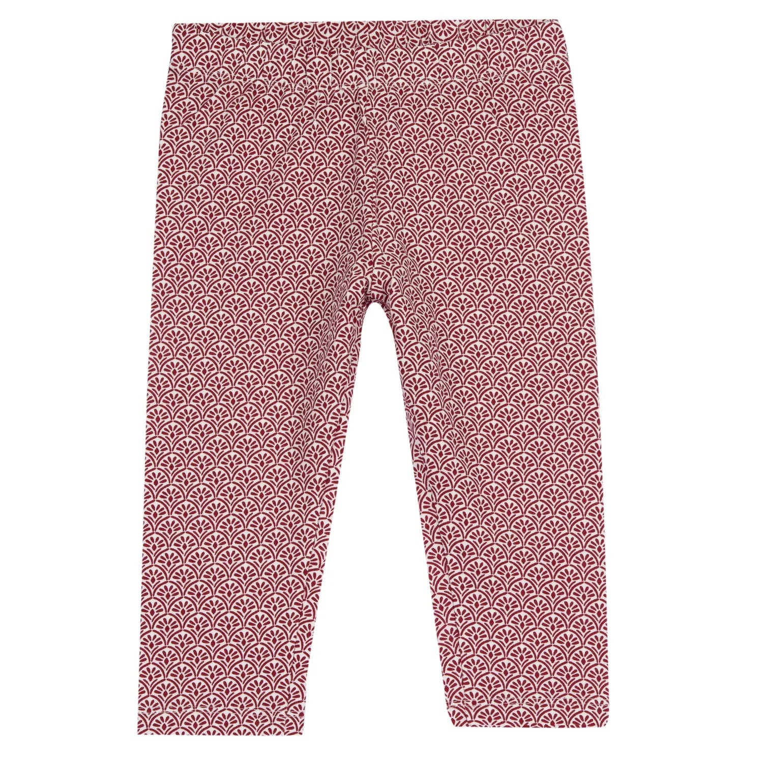 Girls White and Red Printed Leggings