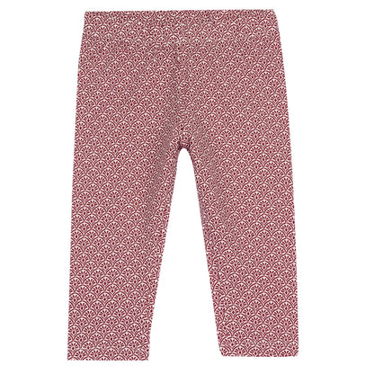 Girls White and Red Printed Leggings