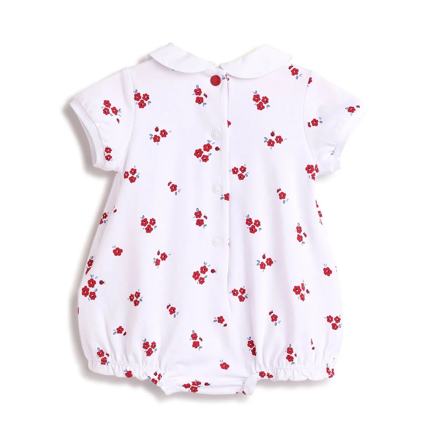 Girls White &amp; Red Printed Romper
