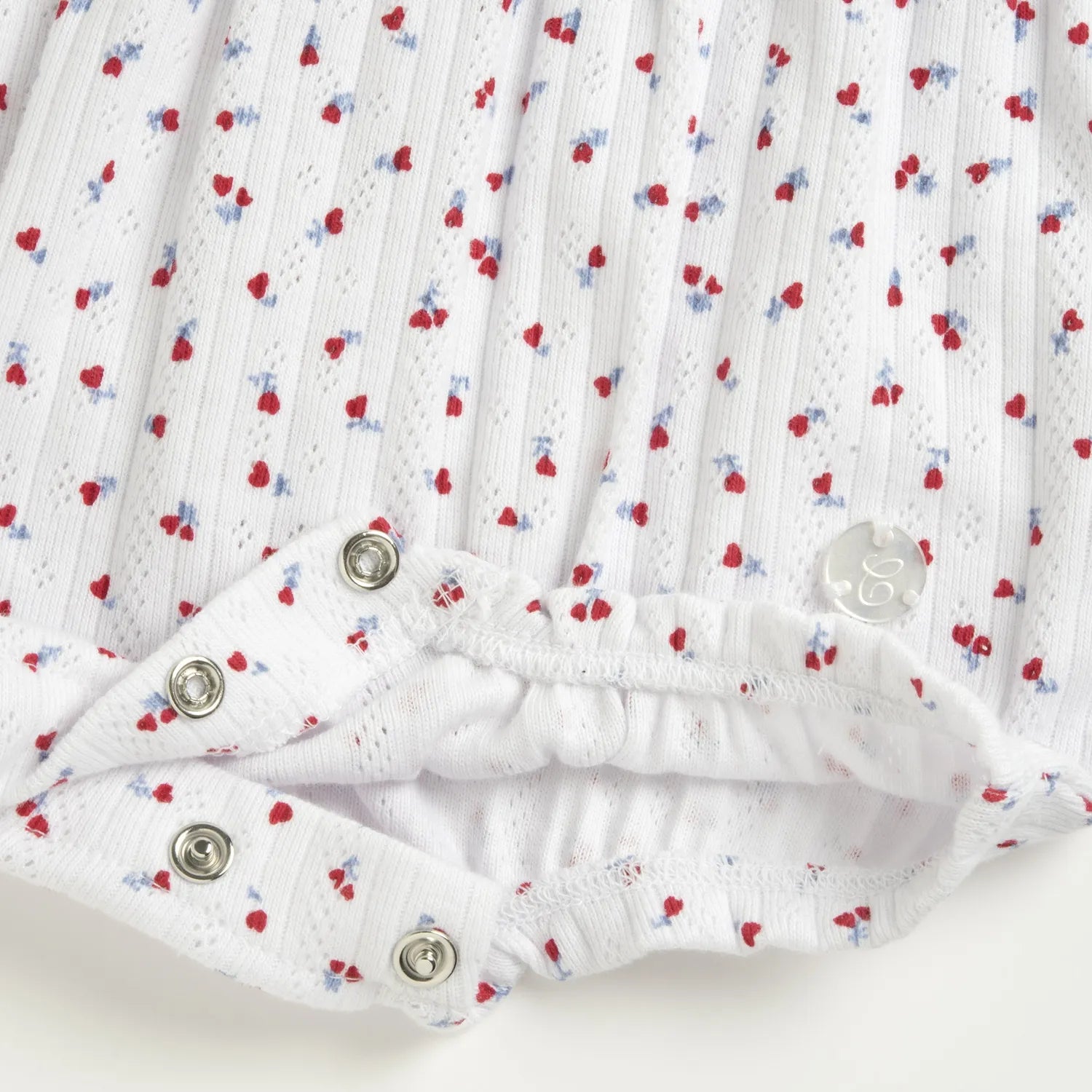 Girls White and Red Printed Romper