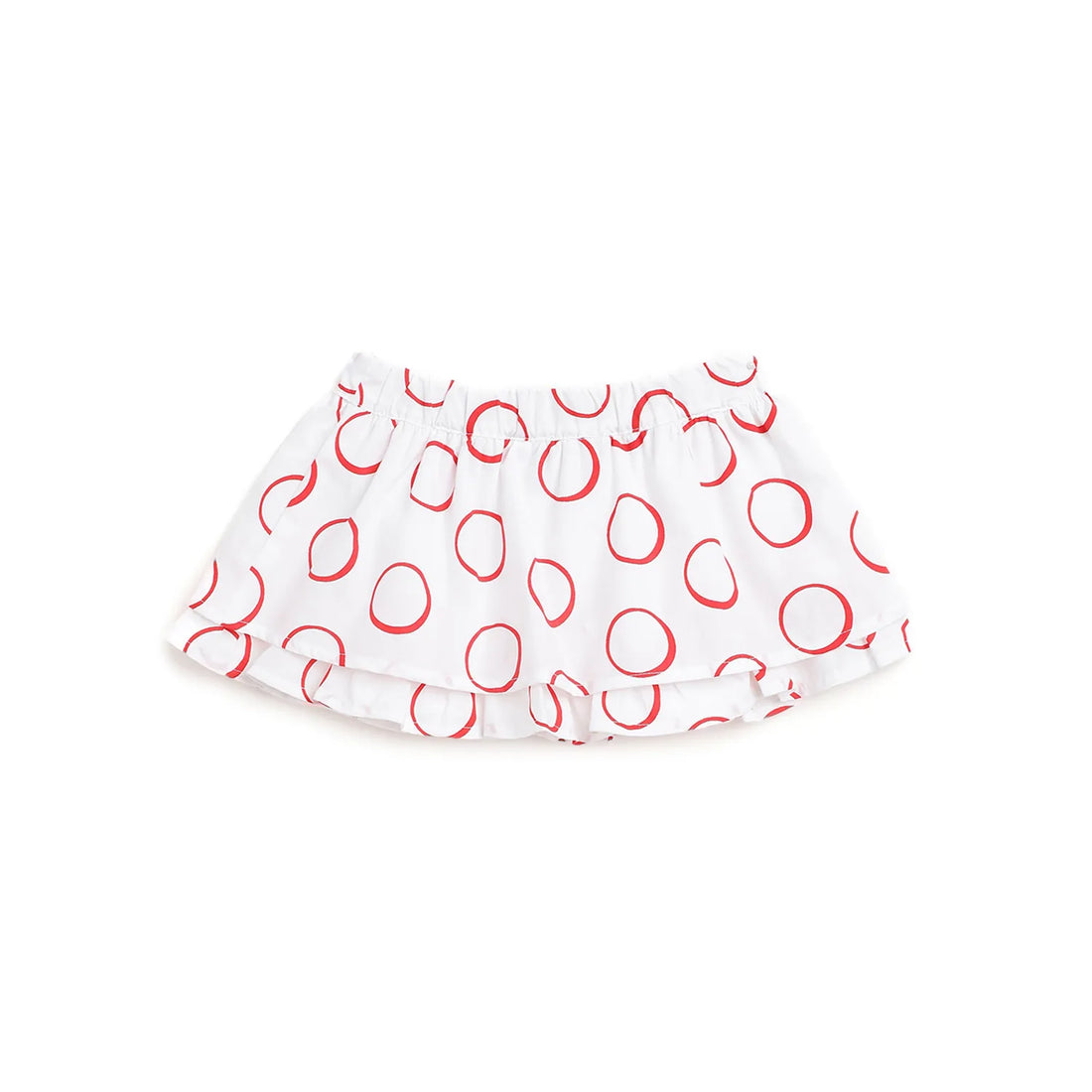 Girls White &amp; Red Printed Skirt