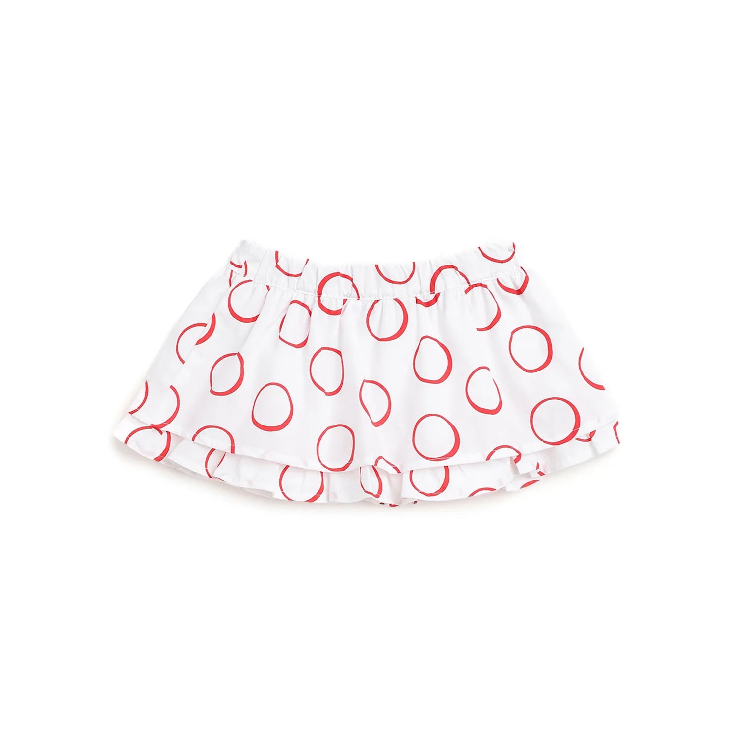 Girls White &amp; Red Printed Skirt