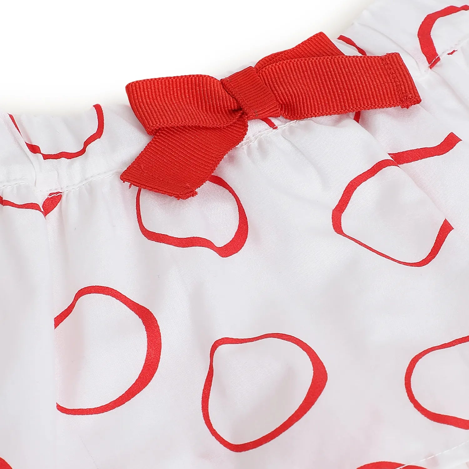 Girls White &amp; Red Printed Skirt