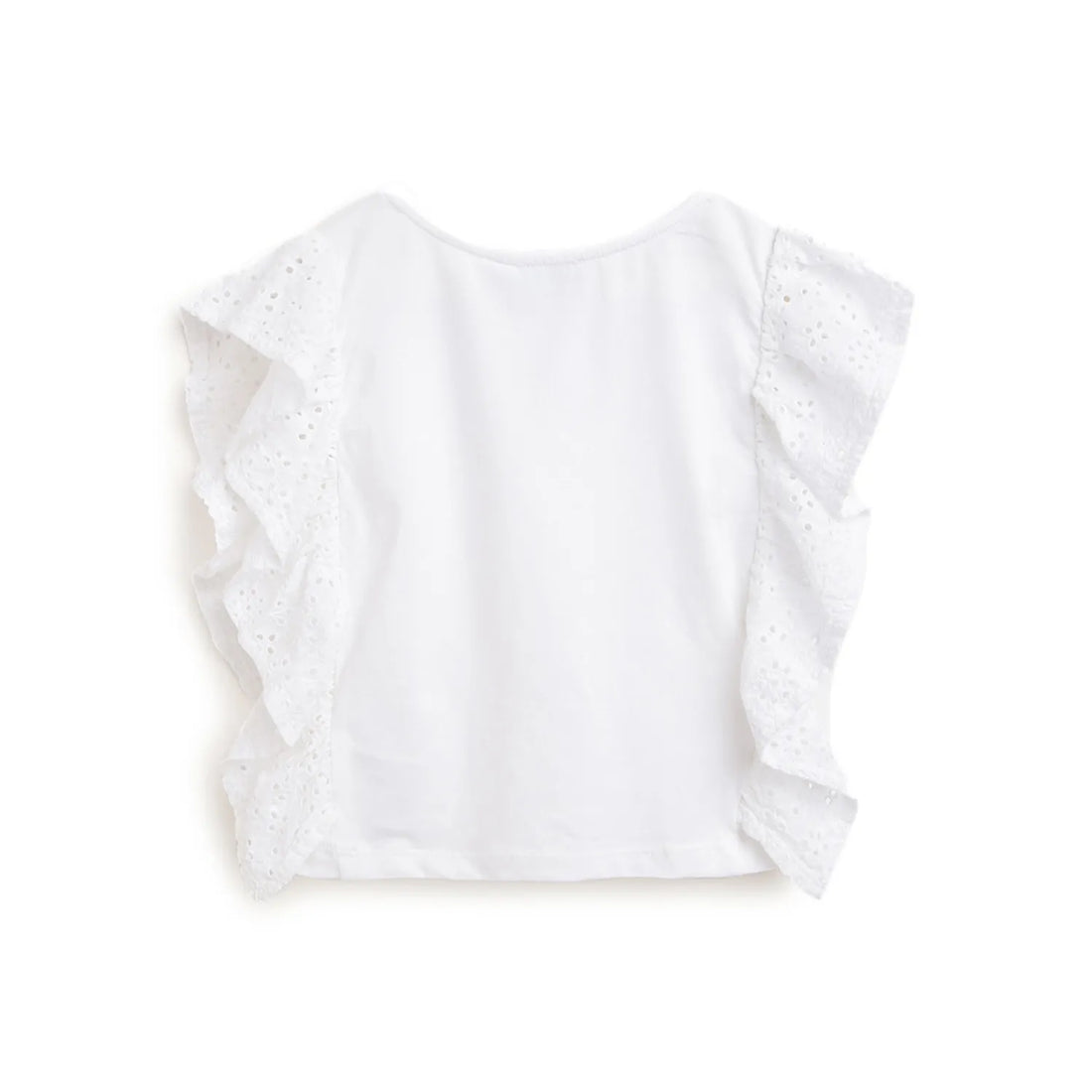 Girls White &amp; Red Ruffled Top With Shorts