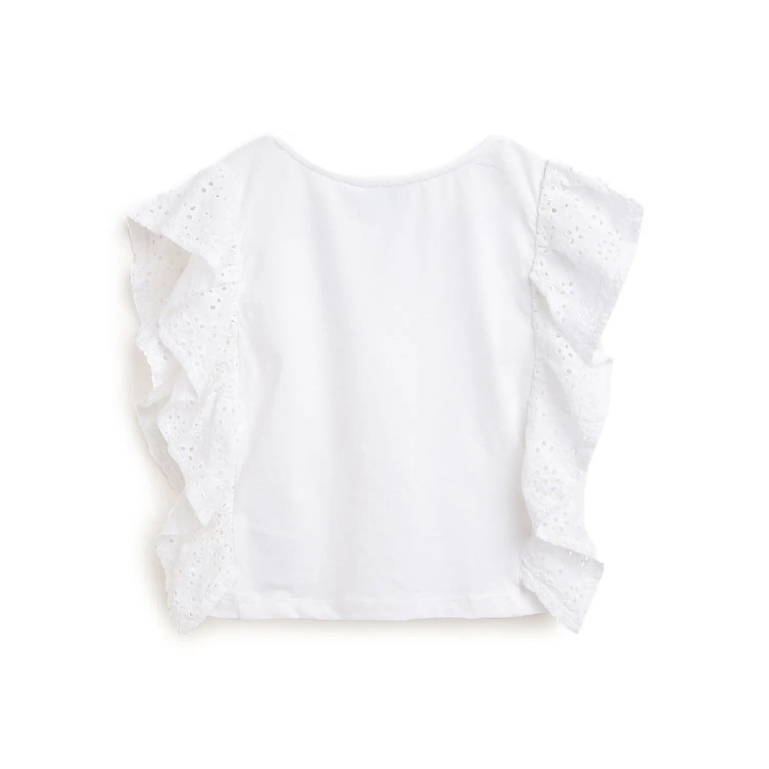 Girls White &amp; Red Ruffled Top With Shorts