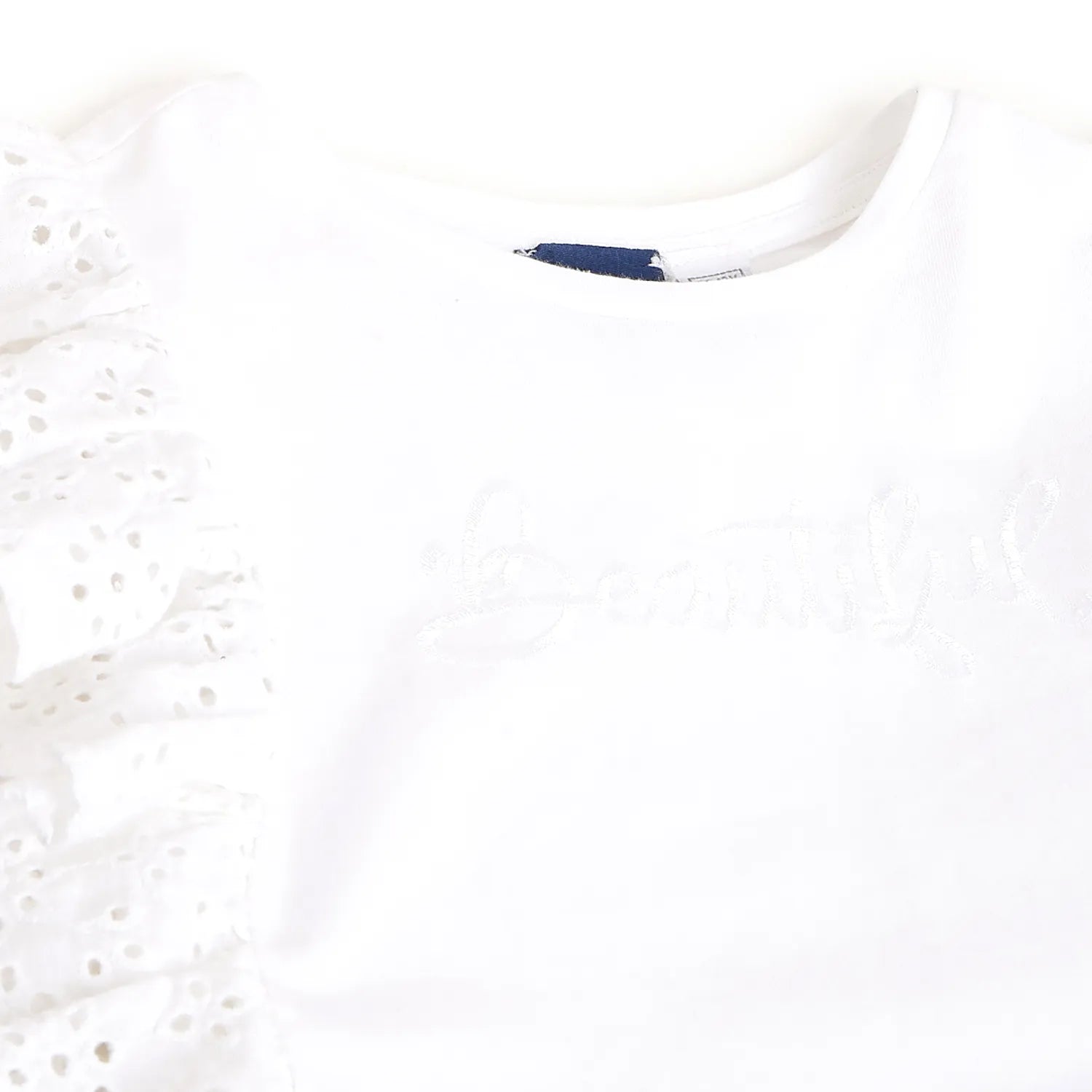 Girls White &amp; Red Ruffled Top With Shorts