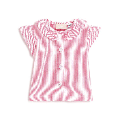 Girls White &amp; Red Striped Shirt
