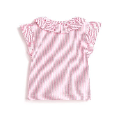 Girls White &amp; Red Striped Shirt