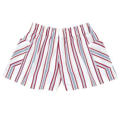 Girls White and Red Striped Shorts