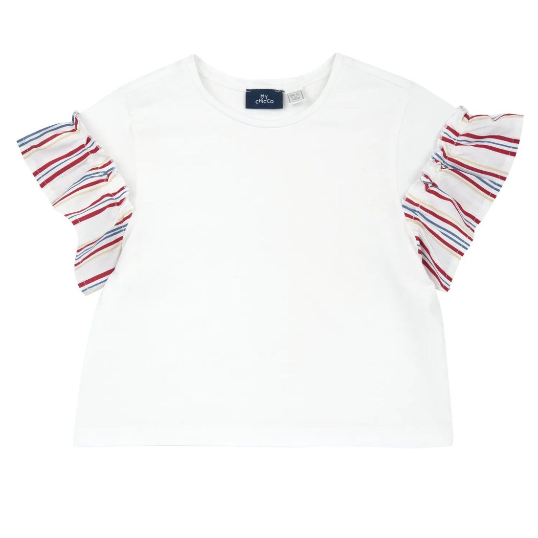 Girls White and Red Striped T-shirt