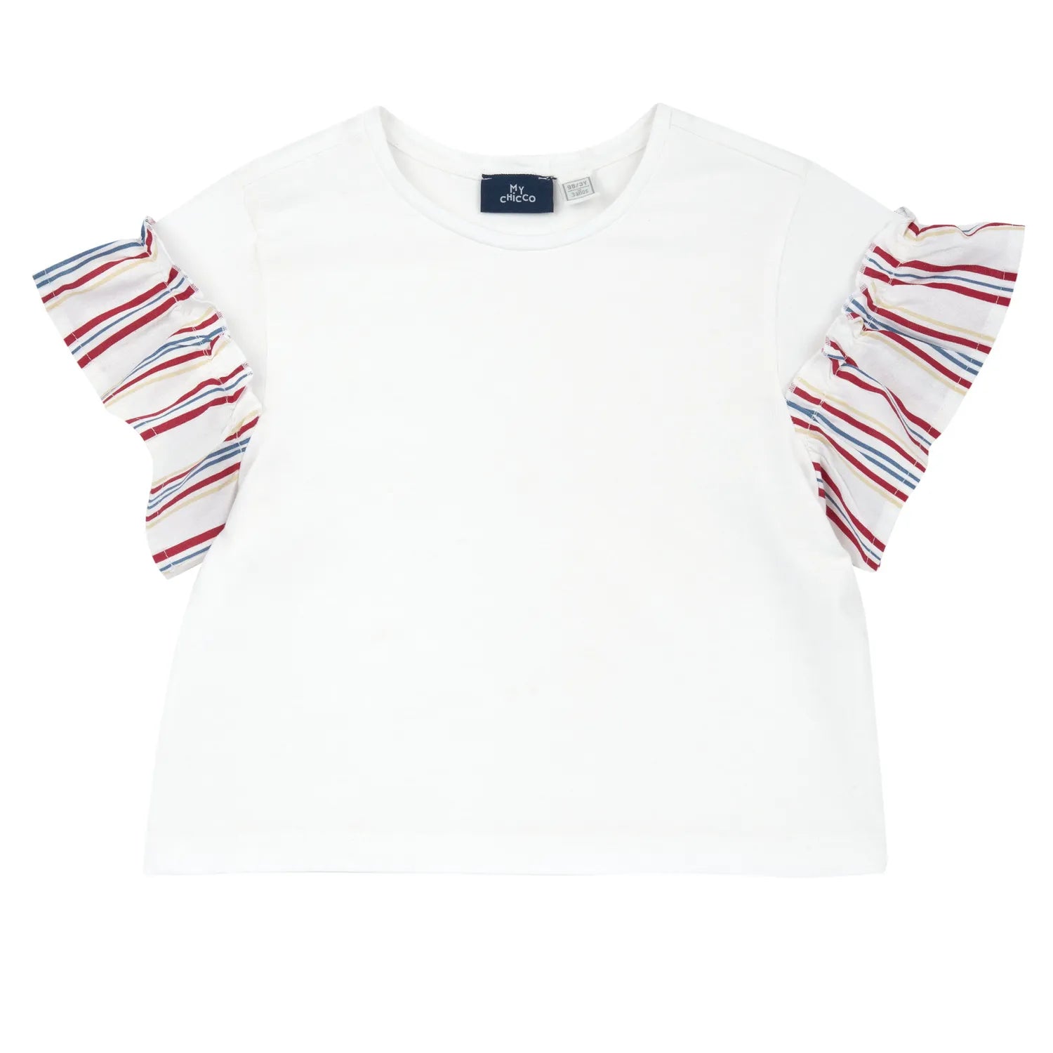 Girls White and Red Striped T-shirt