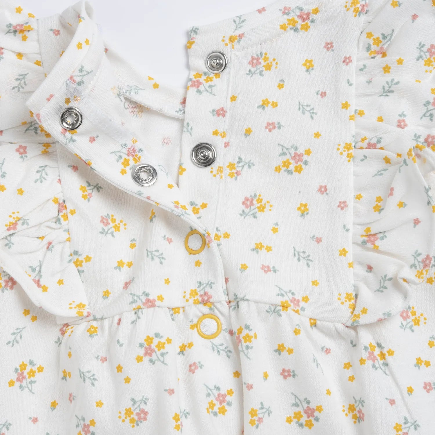 Girls White and Yellow Floral Printed Dress