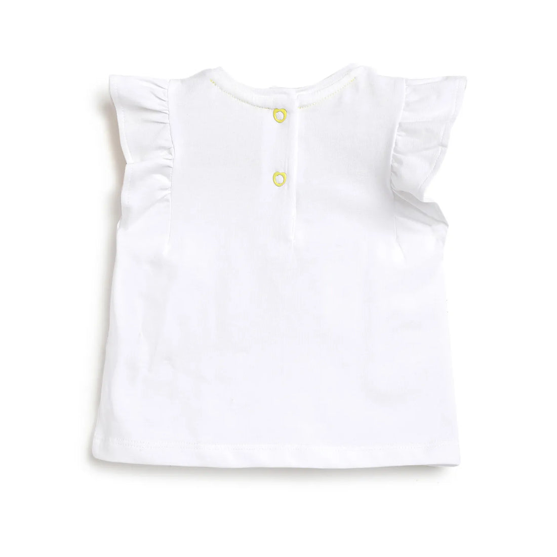 Girls White &amp; Yellow Printed Top with Shorts