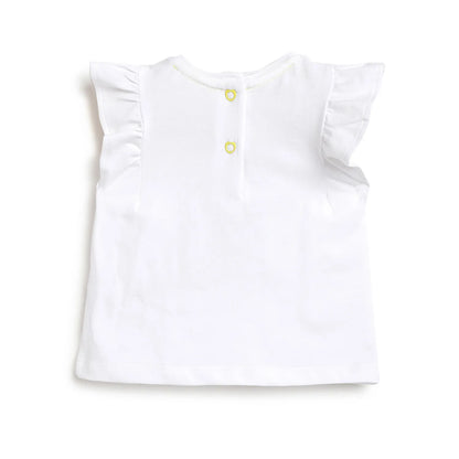 Girls White &amp; Yellow Printed Top with Shorts