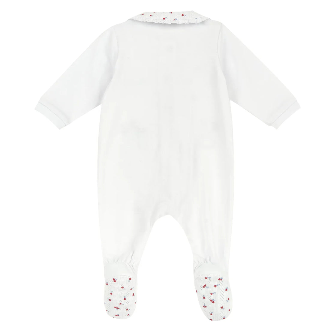Girls White Applique Front Opening Babysuit