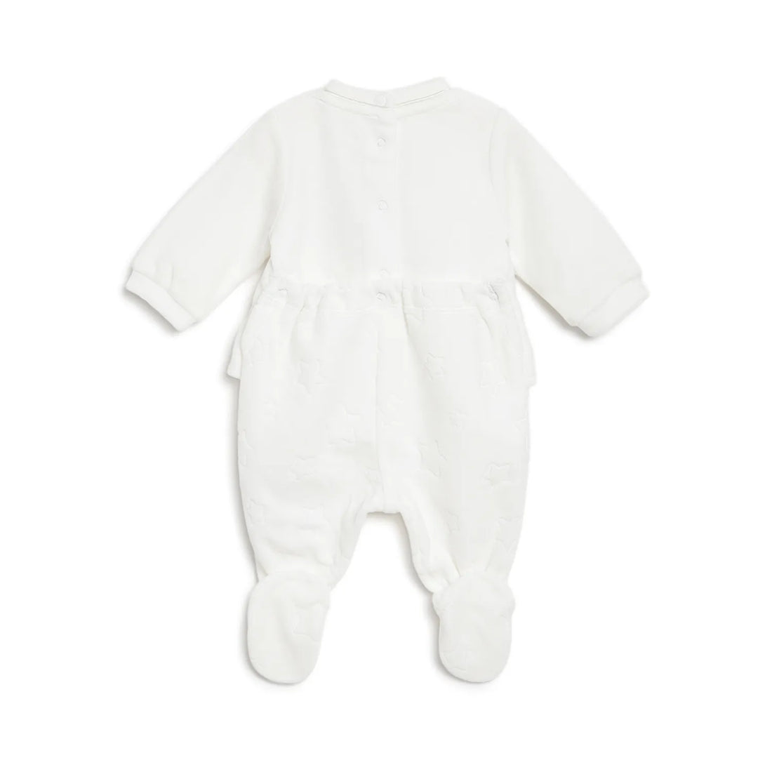 Girls White Applique Nappy Opening Babysuit