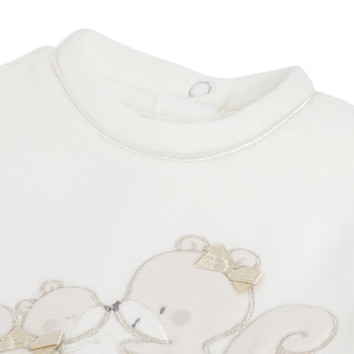 Girls White Applique Nappy Opening Babysuit