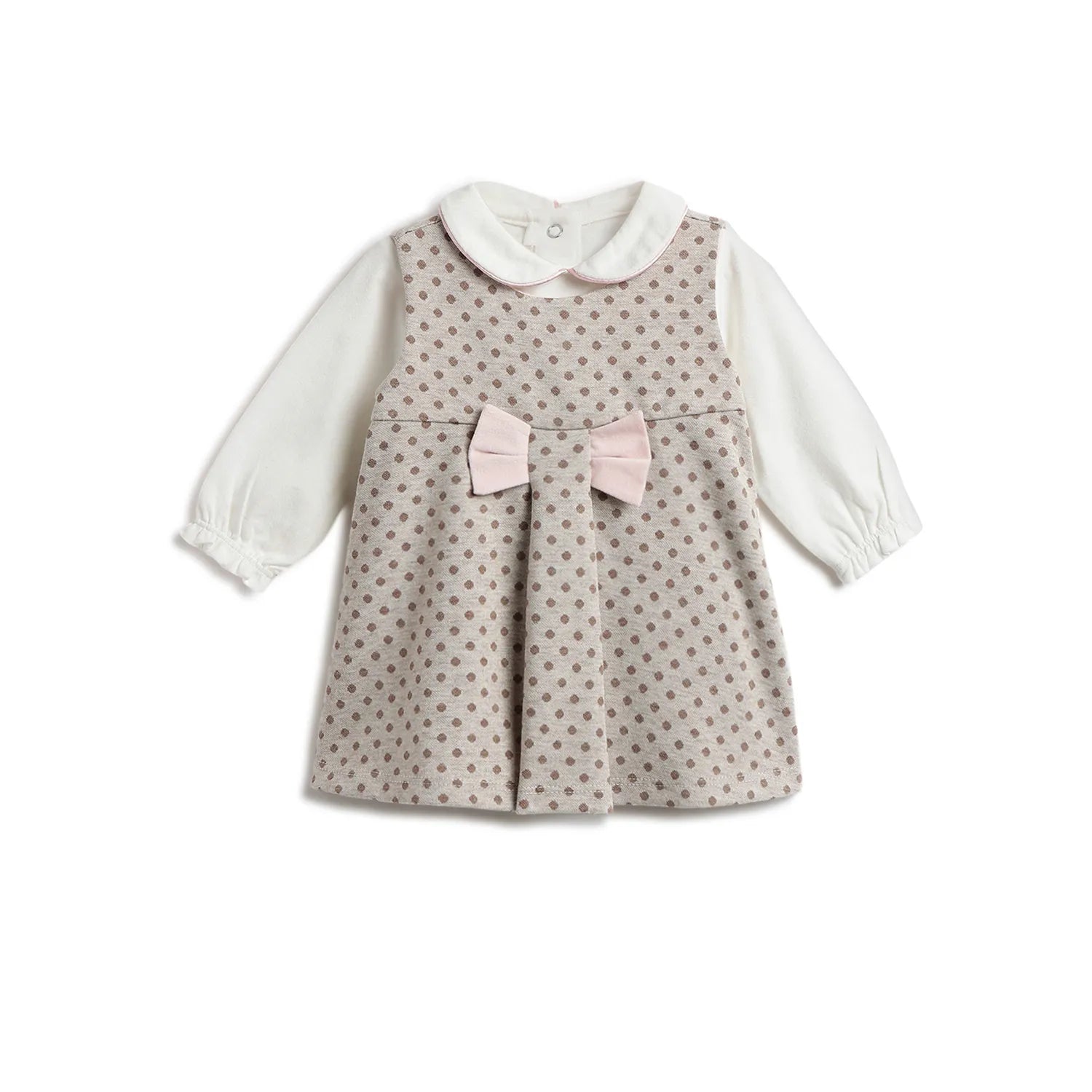 Girls White Bodysuit with Brown Dress