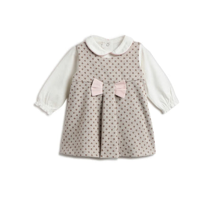 Girls White Bodysuit with Brown Dress