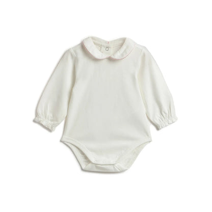 Girls White Bodysuit with Brown Dress