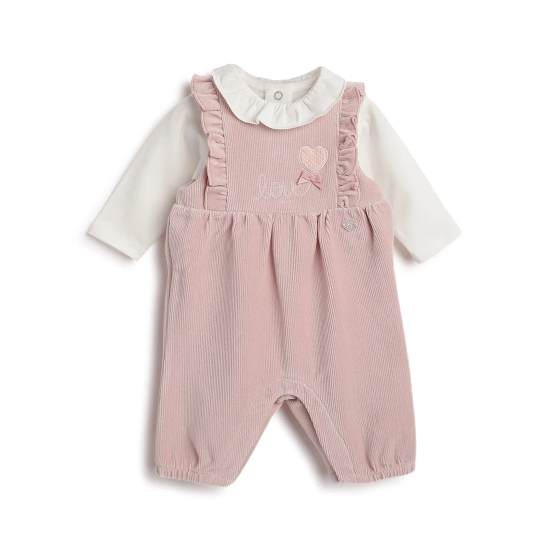 Girls White Bodysuit with Dungaree