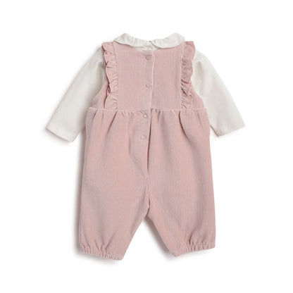 Girls White Bodysuit with Dungaree