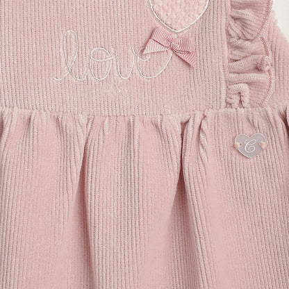 Girls White Bodysuit with Dungaree