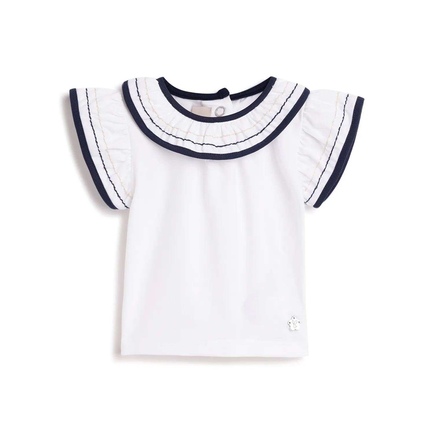 Girls White Cap Sleeves T-shirt