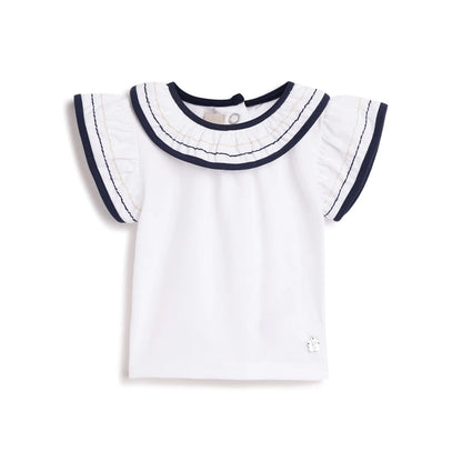 Girls White Cap Sleeves T-shirt