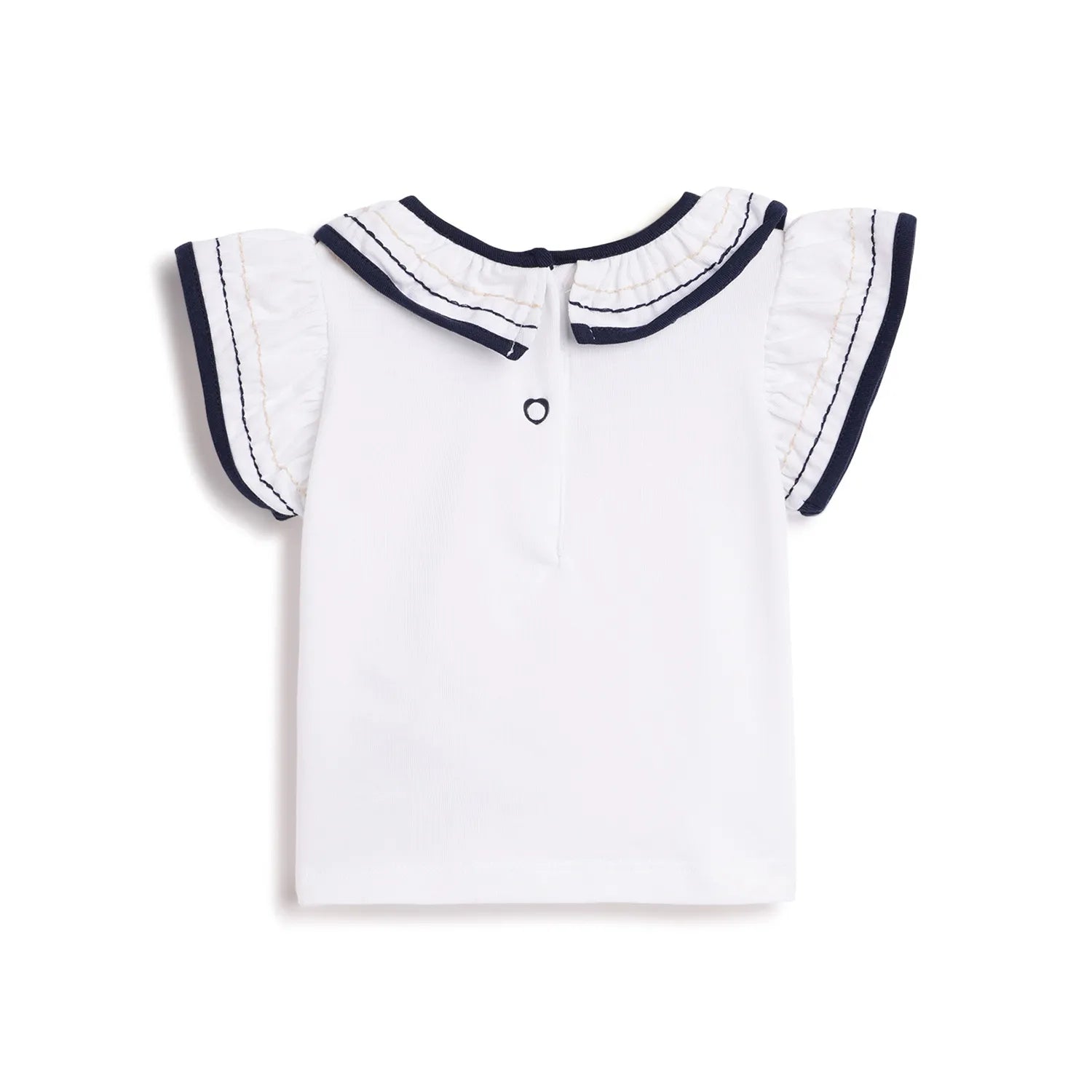 Girls White Cap Sleeves T-shirt