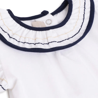 Girls White Cap Sleeves T-shirt