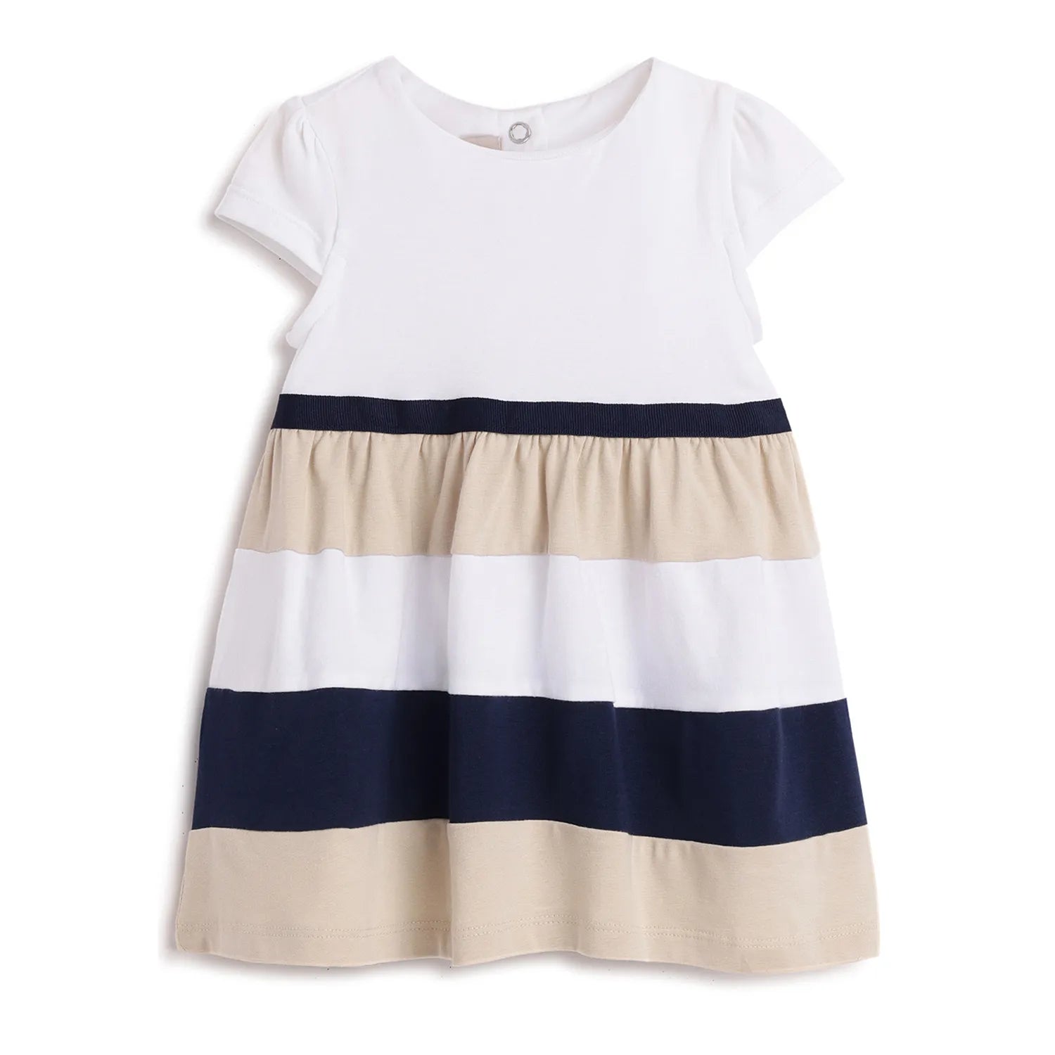 Girls White Colourblocked A-Line Dress