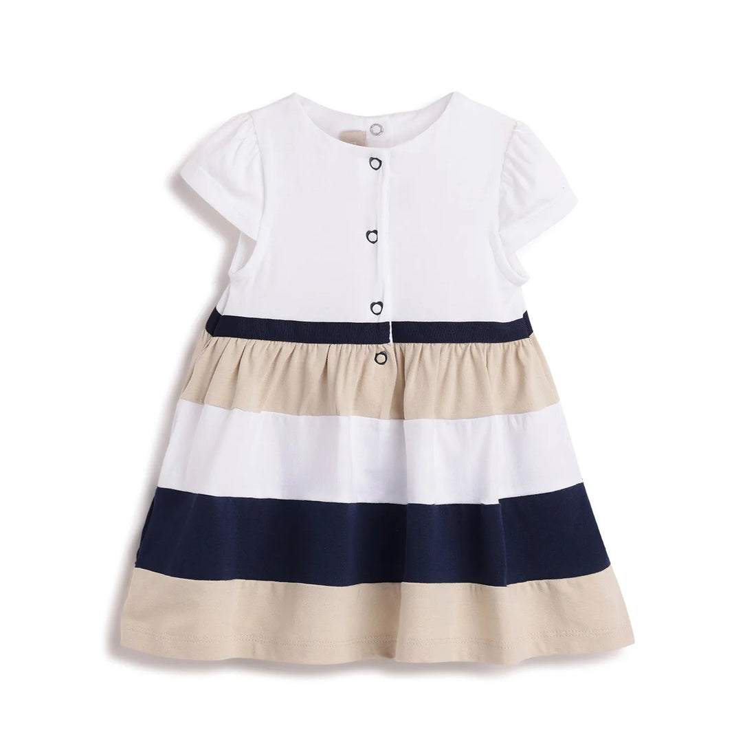 Girls White Colourblocked A-Line Dress