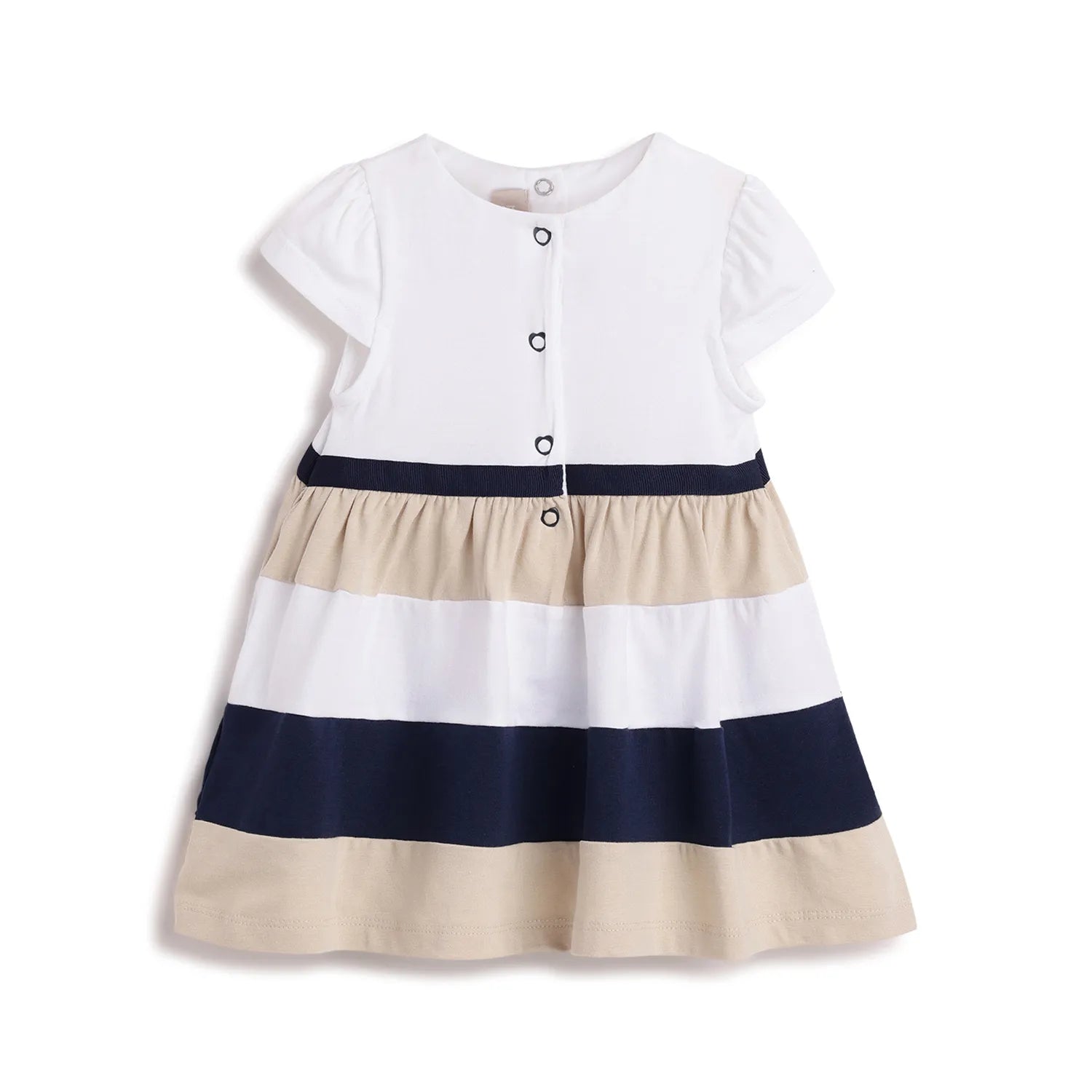 Girls White Colourblocked A-Line Dress