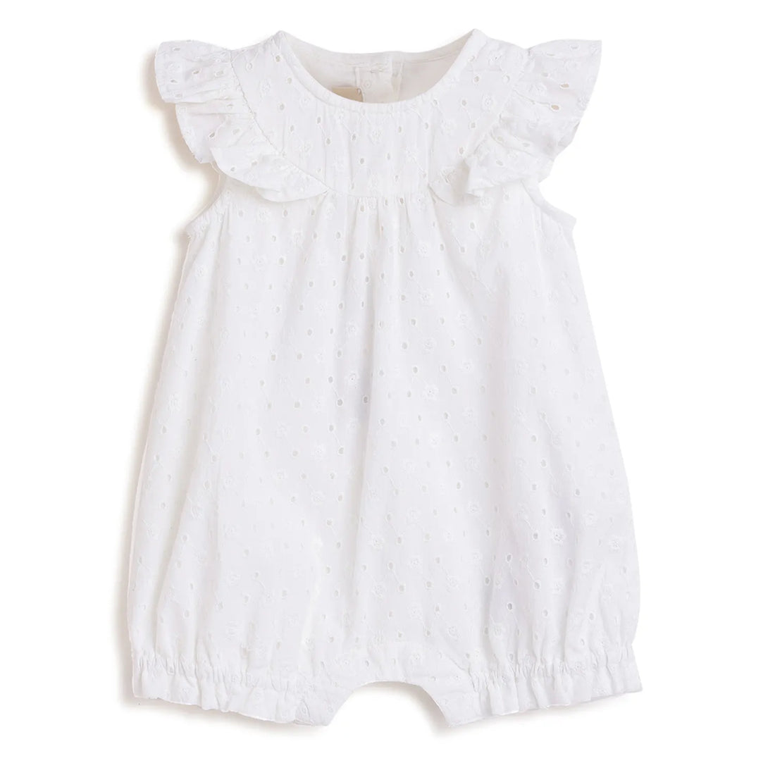 Girls White Cotton Romper