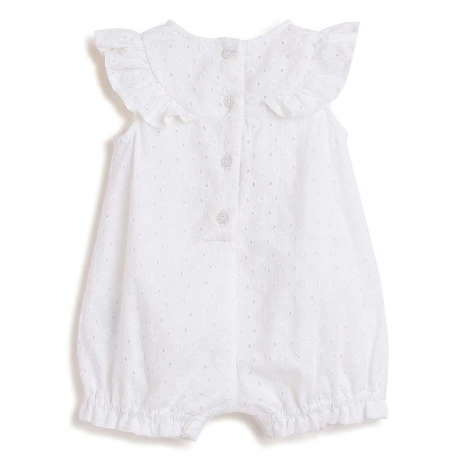 Girls White Cotton Romper
