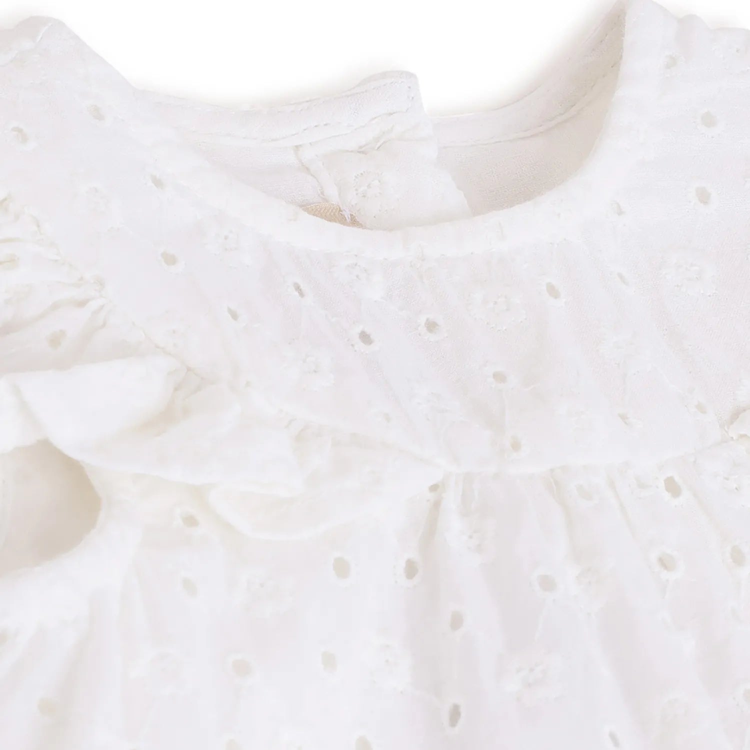 Girls White Cotton Romper