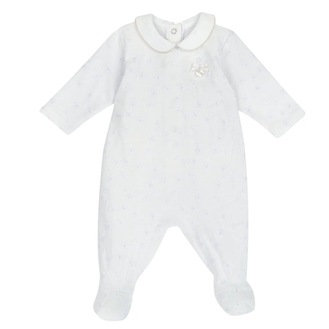 Girls White Embellished Back Opening Babysuit