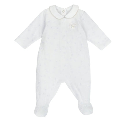 Girls White Embellished Back Opening Babysuit