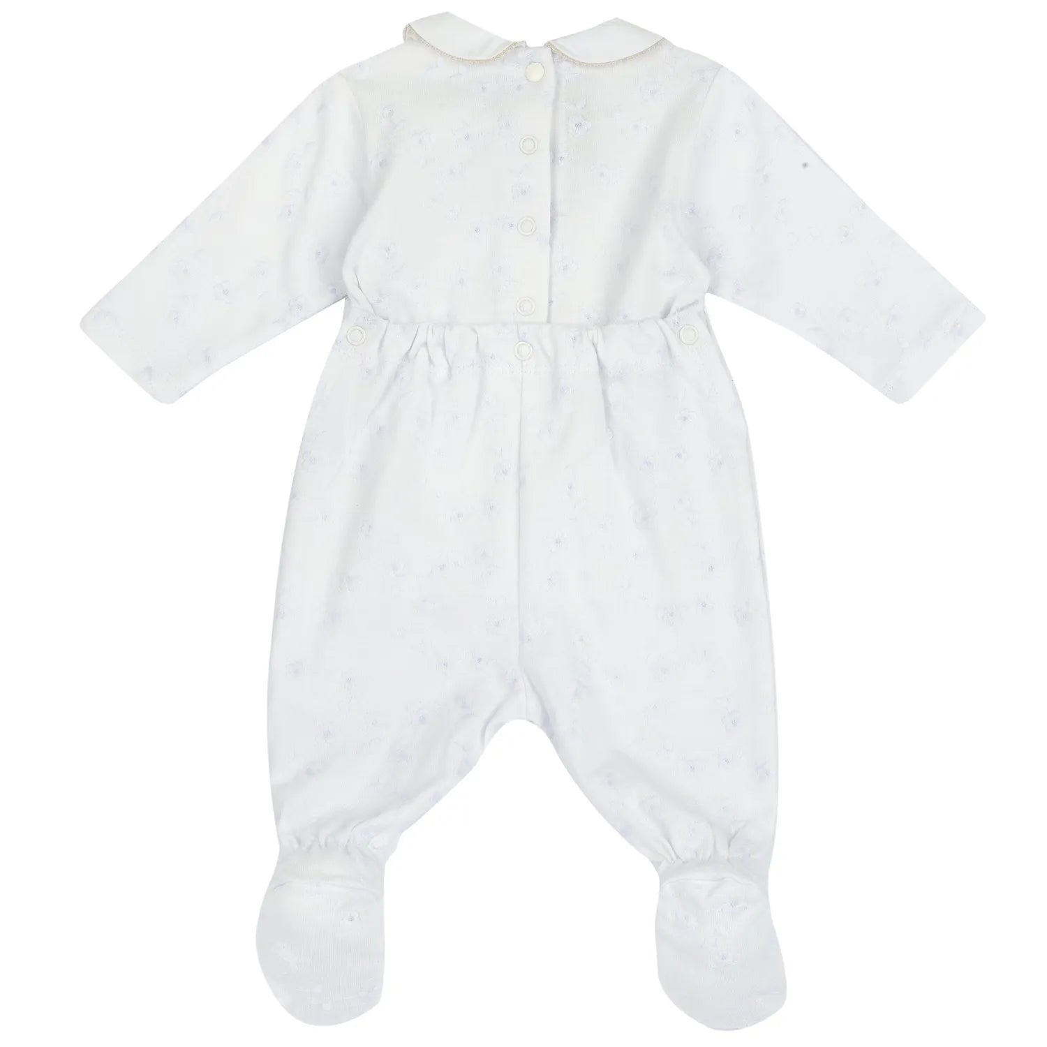 Girls White Embellished Back Opening Babysuit