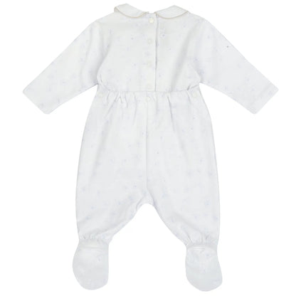 Girls White Embellished Back Opening Babysuit
