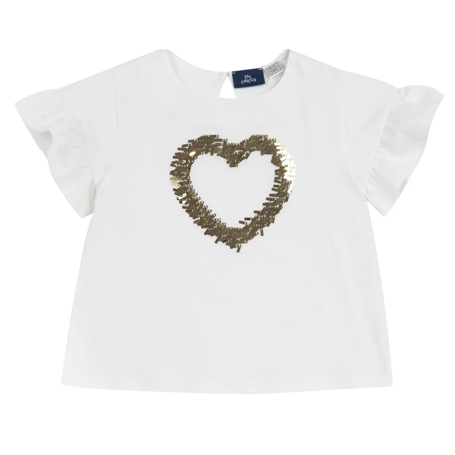 Girls White Embellished Heart Top