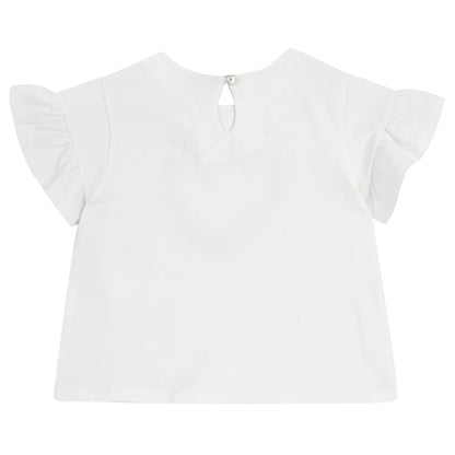 Girls White Embellished Heart Top