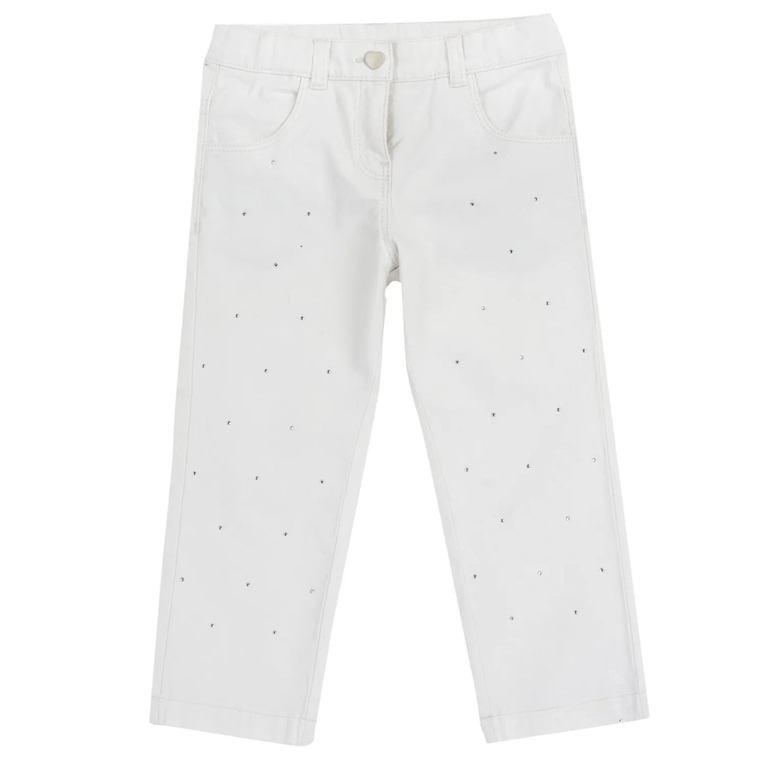 Girls White Embellished Jeans