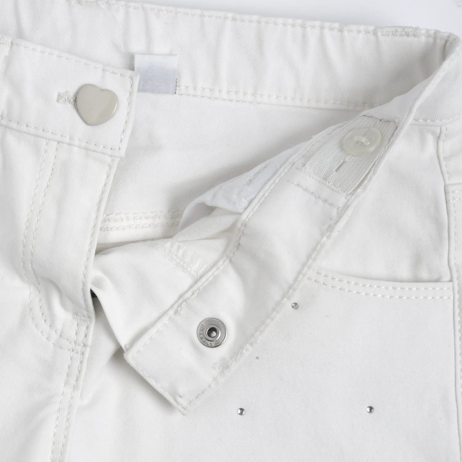 Girls White Embellished Jeans